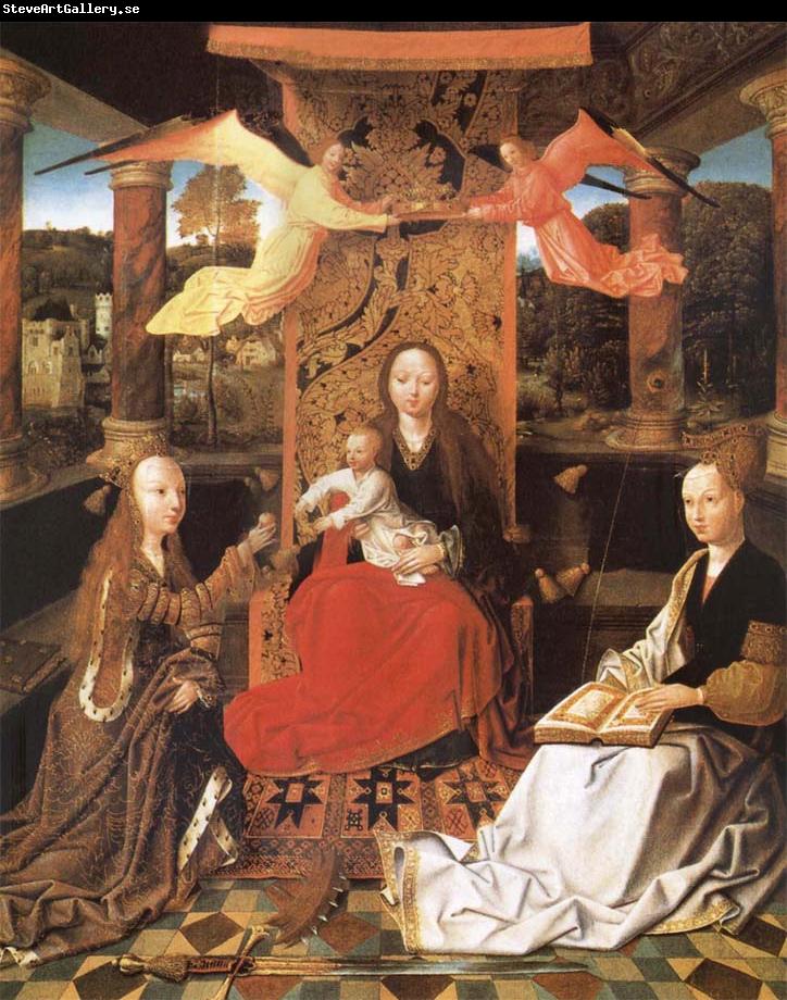 unknow artist The Madonna and the Nino enthroned, with the holy Catalina and Barbara
